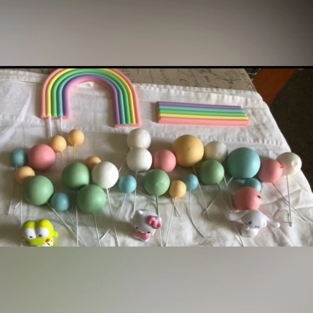 Hello Kitty Keriopi Cinnamoroll Birthday Cake Topper Star Rainbow Set